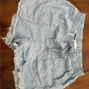 Hayden Light Blue Jean Shorts with Frayed Hem
